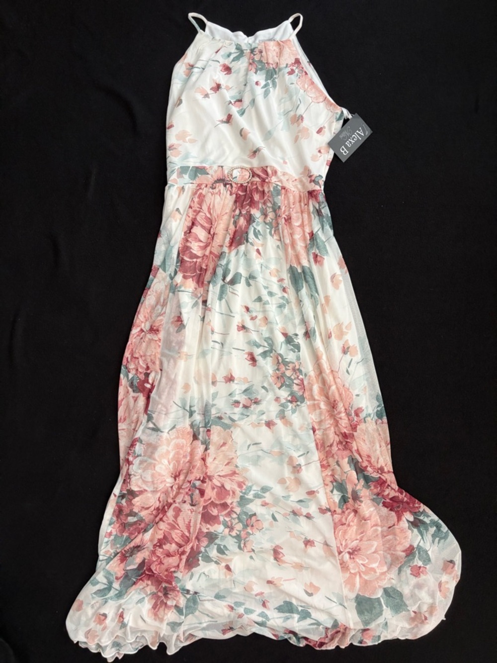 Alexa B Floral Halter Maxi Dress, Size 8